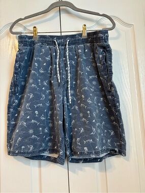 Salt Life Navy Blue Sail and Palm Print Swim Trunks 2xl